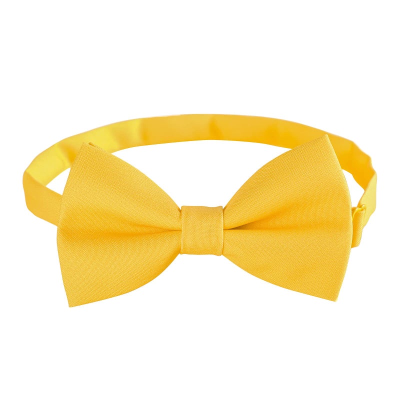 Kajeer Classic Pre-Tied Mens Bow Ties Formal Adjustable Solid Tuxedo Bowtie for for Adults & Children(Yellow, L - (18+ years,adults, full ages)) - Image 1